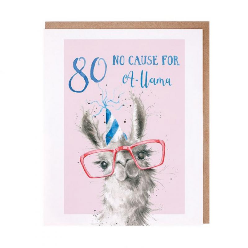 ‘80 No Cause For A-llama’ Birthday Card