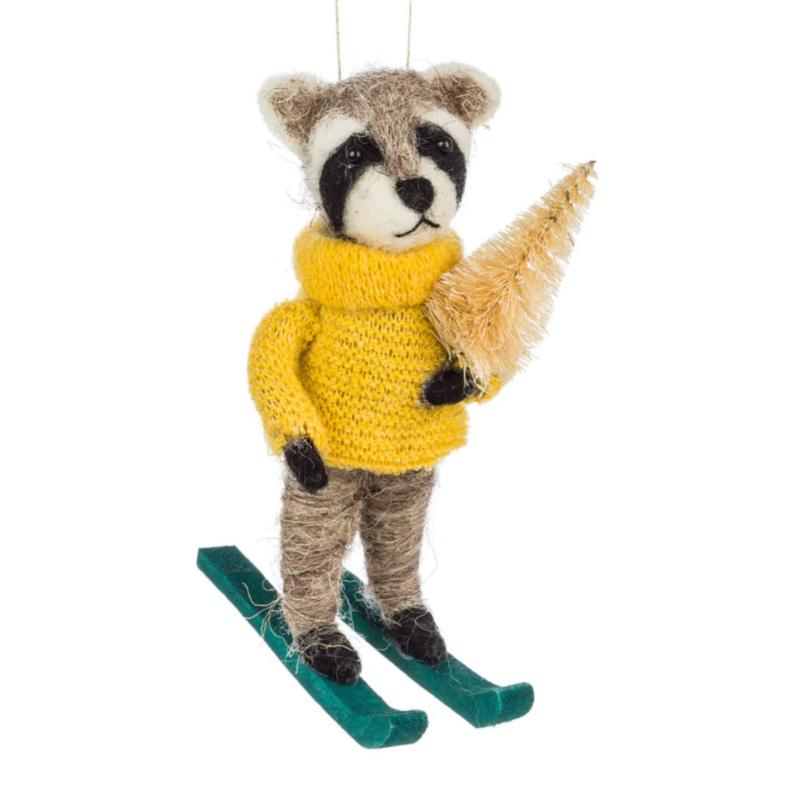 Skiing Raccoon Ornament